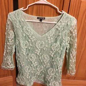 Lace mint green quarter length blouse.